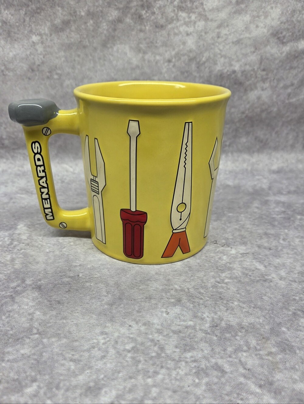Menards 3D Tools Coffee Mug Yellow Bolt Handle Ceramic 14oz Novelty Cup